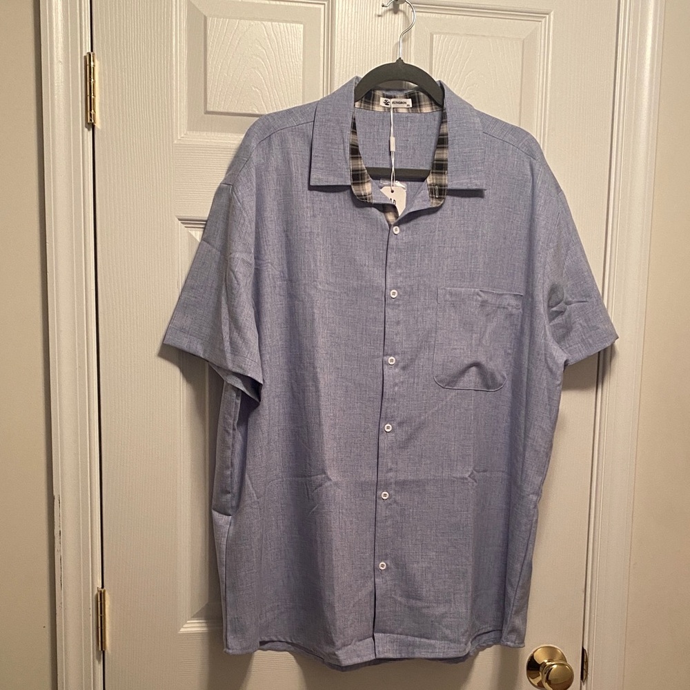 Hungson Men's Blue Short Sleeve Shirt…